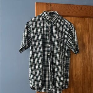 Classic Green Chesterfield Checkered Men's Button-Down Short Sleeve Shirt